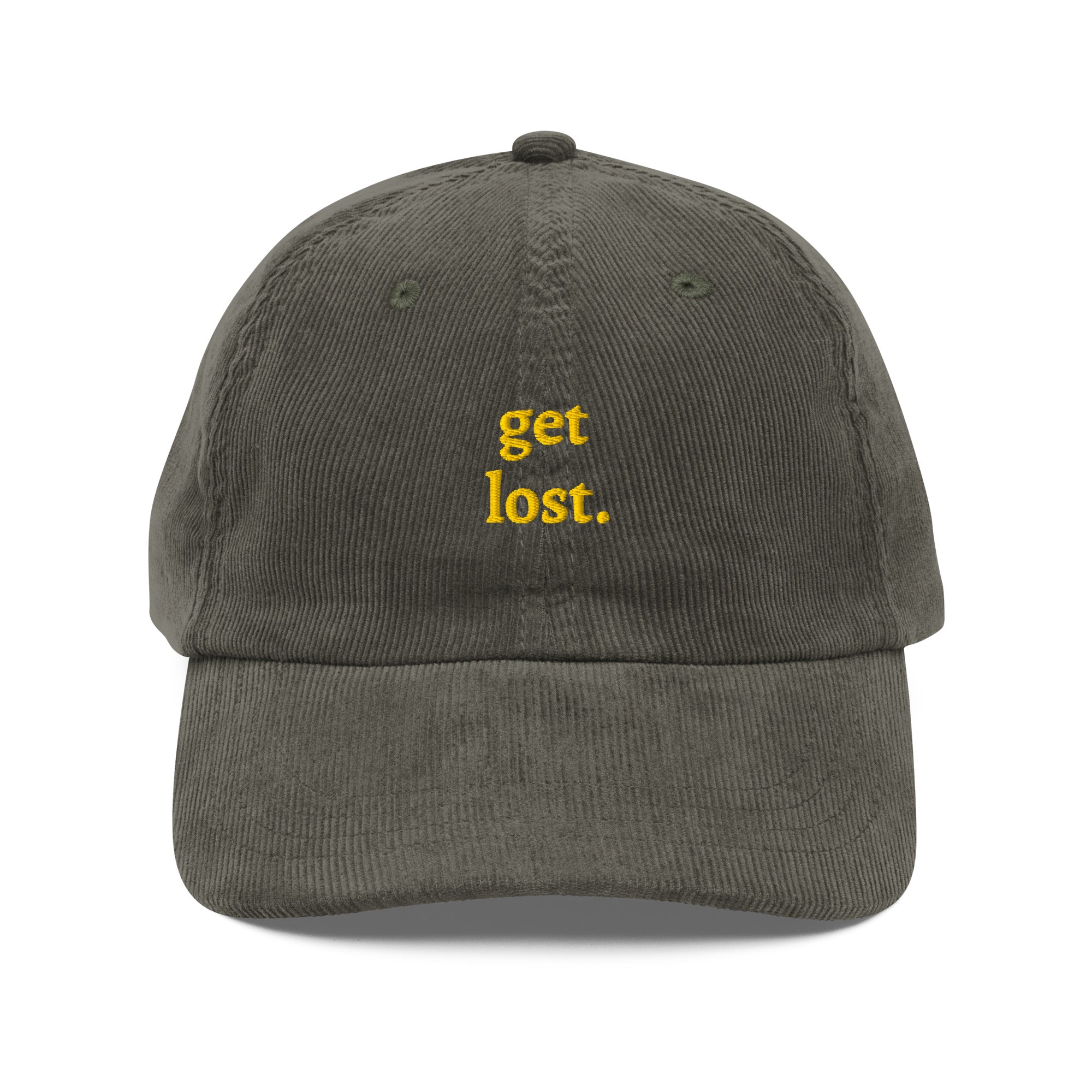 Gray Corduroy Cap with Yellow Embroidery Port Authority Light Corduroy Dad Cap C973 – Cinci Made  main image 2